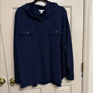 Time and Tru Dark Blue Hooded Top